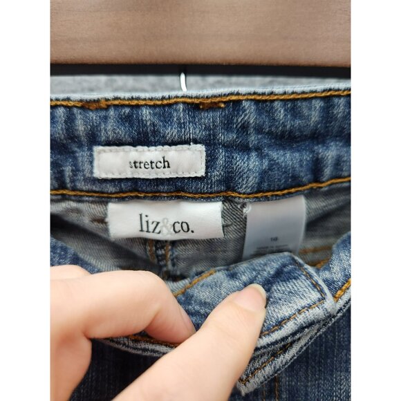 Liz & Co. Womens Stretch Denim Studded  cropped Jeans Size 16 - Picture 3 of 7